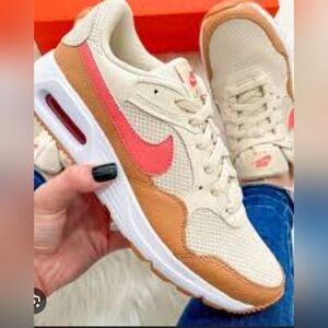 Nike Air Beige and Pink Sneakers